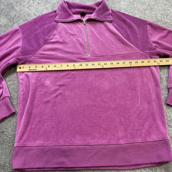 Wild Fable Velour 1/4 Zip Pullover Sweatshirt Purple Magenta Sz Medium Oversized - Picture 7 of 11